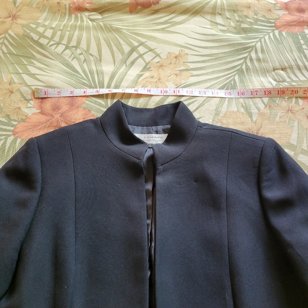 Tahari Arthur S Levine Black Jacket Blazer Open Front Mock Collar 10 - Picture 12 of 16